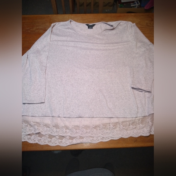 Michel Studio Tops - Michel Studio Collection Knit Top, Size 4X, Lacy Bottom Hem, Blush Pink …